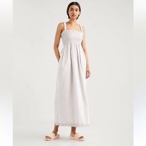 Levi’s Tanner Scrunchie Dress in Misty Lilac Purple Plaid Maxi Large